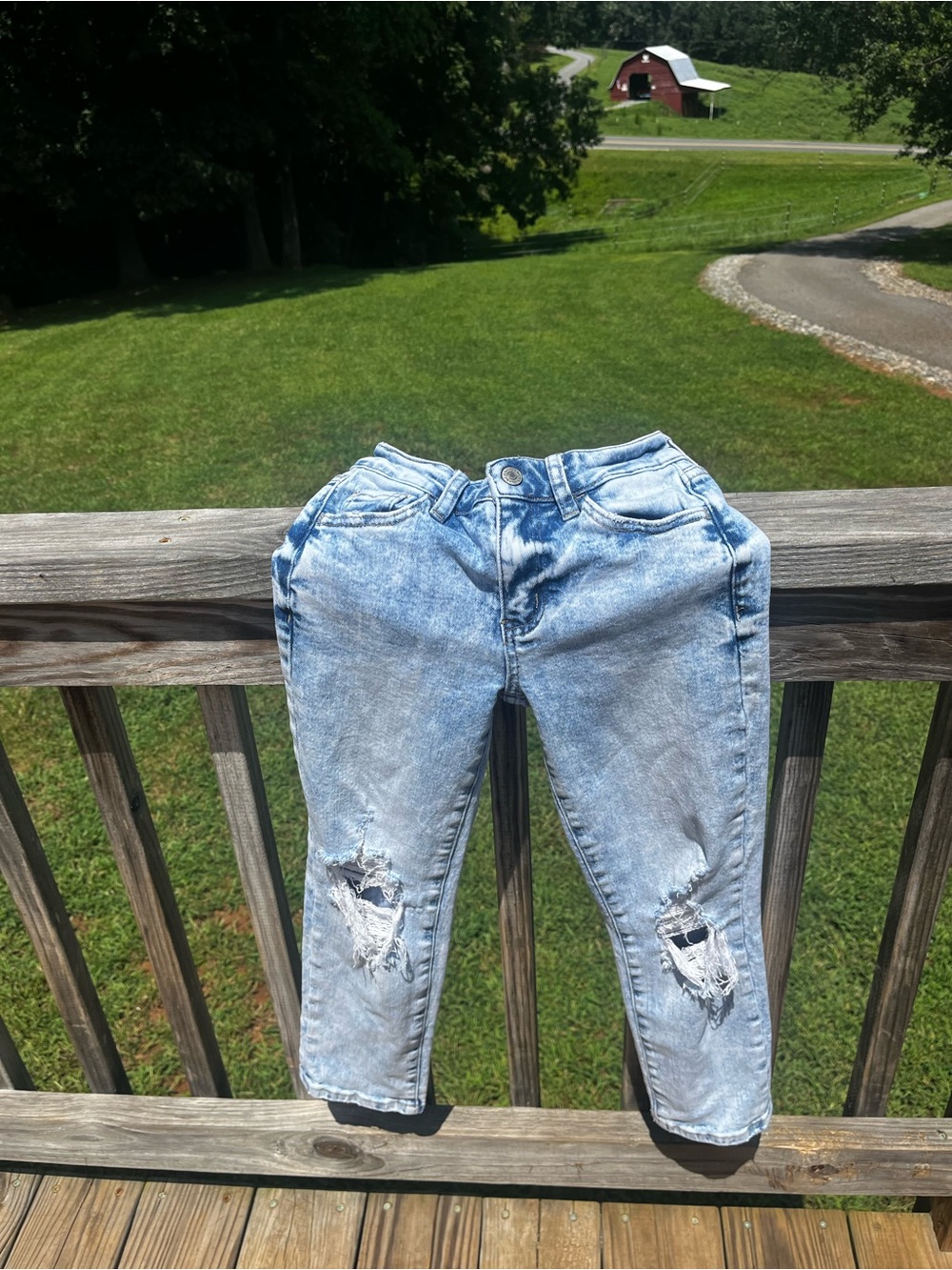 Kids Light Blue Distressed Denim Jeans - Casual Playtime Pants